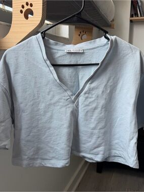 zara light blue crop top